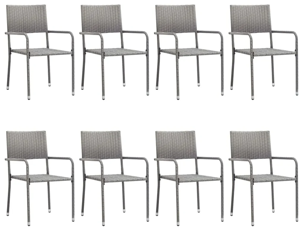 Set da pranzo da giardino 9 pz grigio