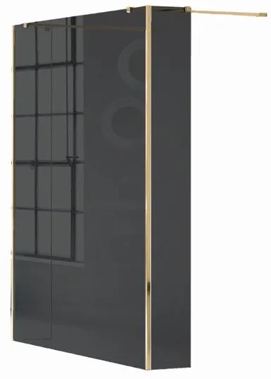 Walk-in wens L 20 x H 200 cm, vetro 6 mm fumé dorato