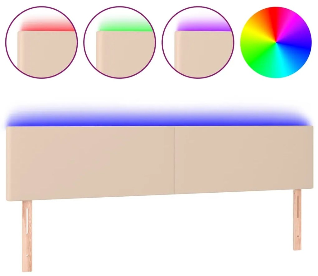 Testiera cappuccino a led 160x5x78/88 cm in similpelle