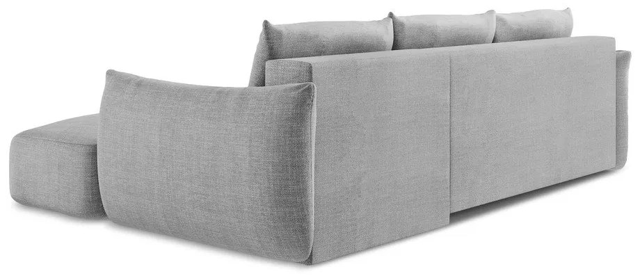 Divano angolare grigio chiaro allungabile (con penisola a destra/con chaise lounge) Leila – Makamii