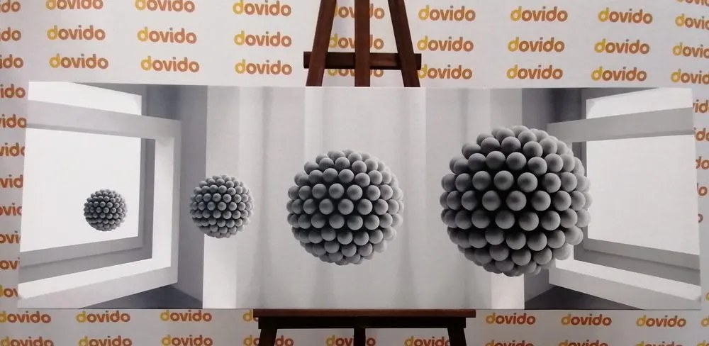 Quadro su tela – Sfere in bianco e nero nello spazio