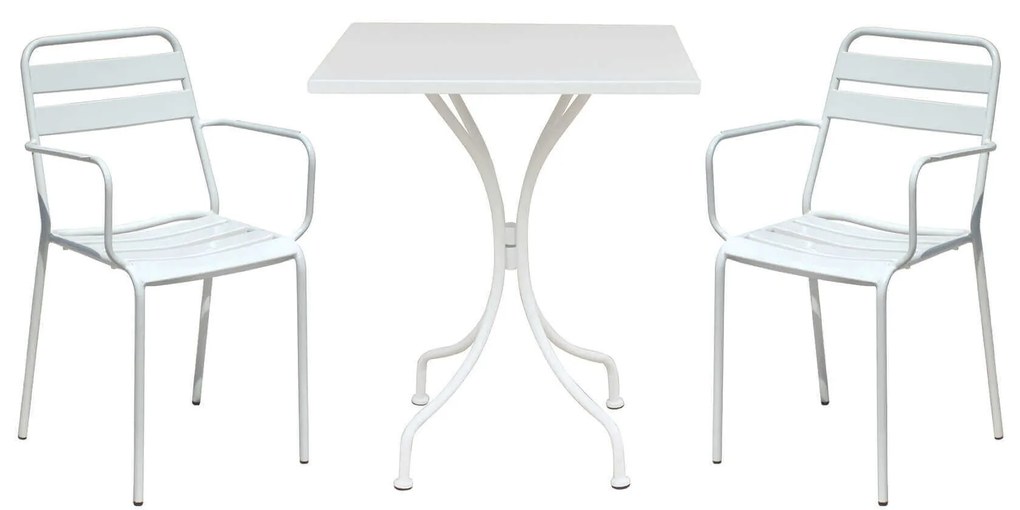 ROMANUS - set tavolo in metallo cm 60 x 60 x 72 h con 2 poltrone Romanus