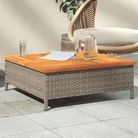 Tavolo da Giardino Grigio 70x70x25cm Rattan e Legno di Acaciacod mxl 112223