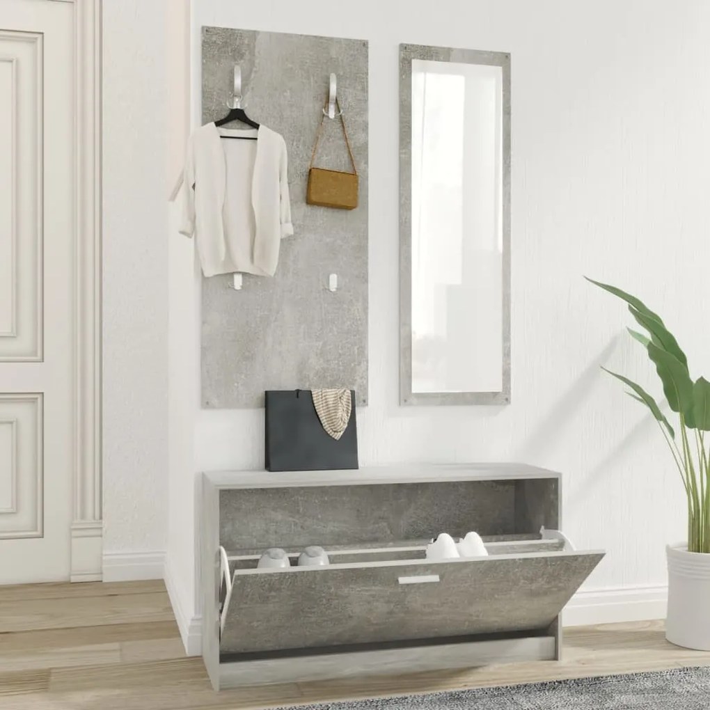 Set Scarpiere 3 İn 1 Grigio Cemento İn Legno Multistrato /