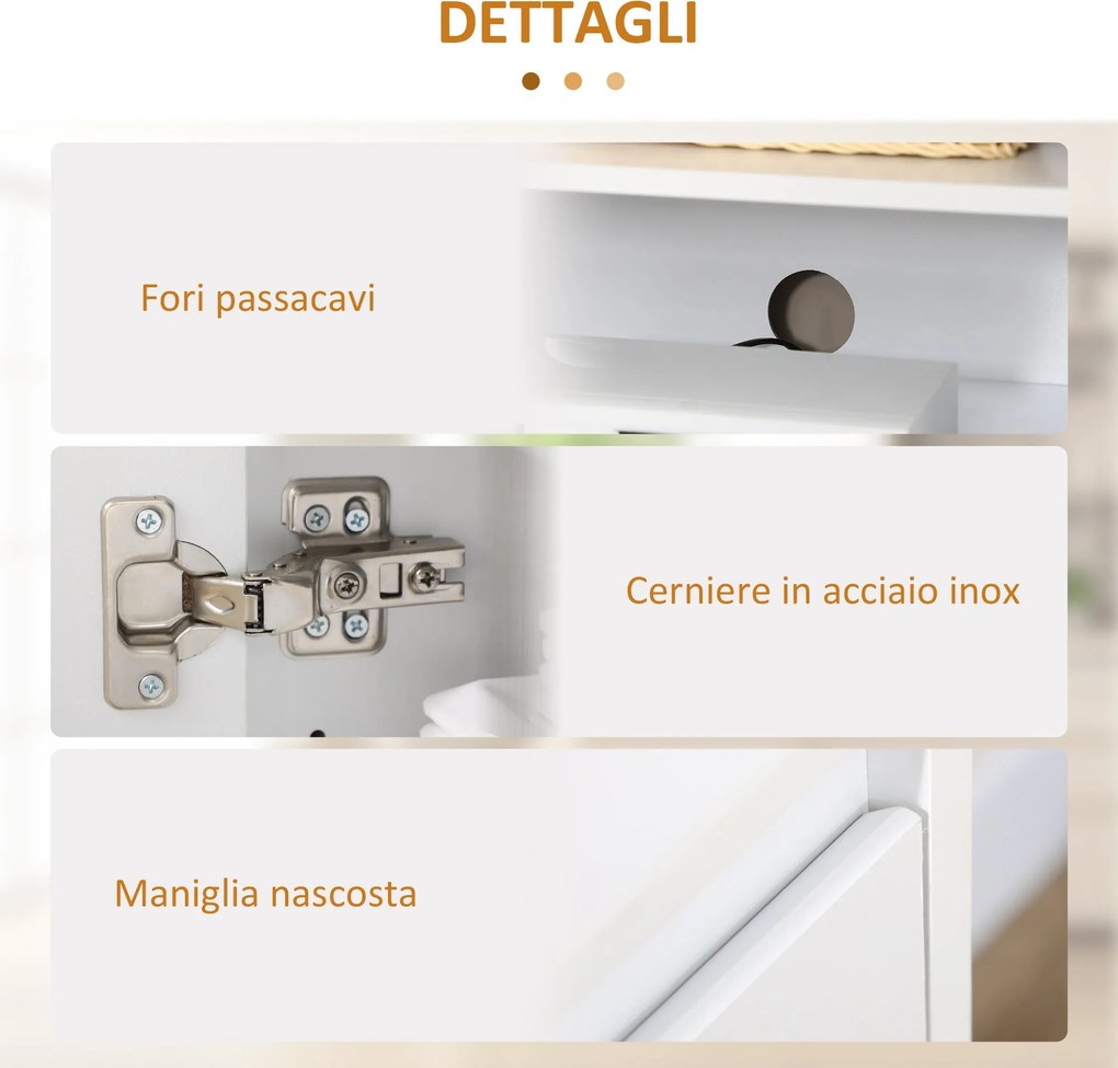 Credenza 12 Ripiani Interni 120x35x85 cm in Truciolato Bianco...