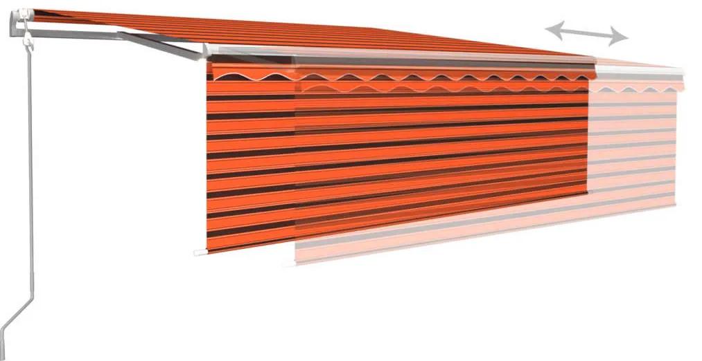 Tenda Automatica LED Sensore Vento 4x3 m Arancione Marrone