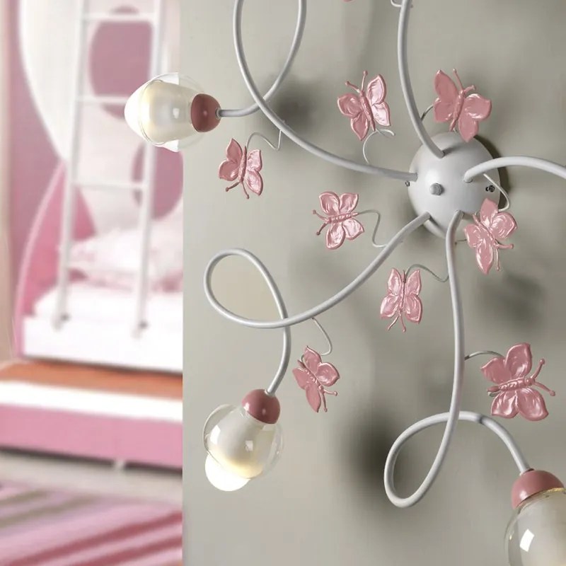 Plafoniera bambino Plafoniera bambino BUTTERFLY 3 x E14 Ø 80 cm rosa IP20, 3XE14