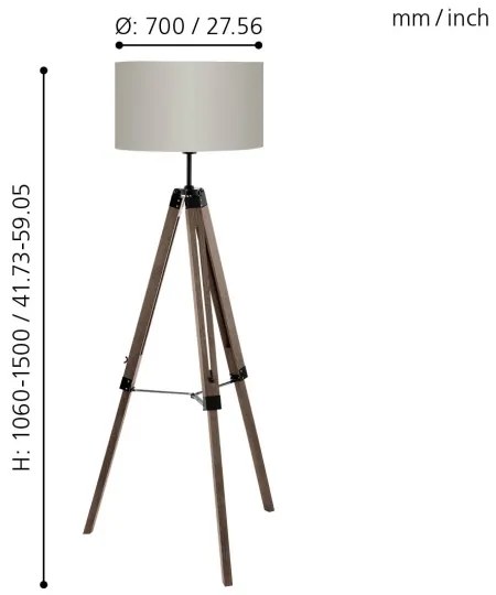 Eglo 94326 - Lampada da terra LANTADA 1xE27/60W/230V