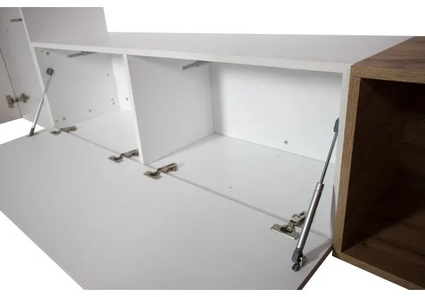 Pensile TV a ribalta con foro passacavi Isoka 133 cm Bianco Frassino