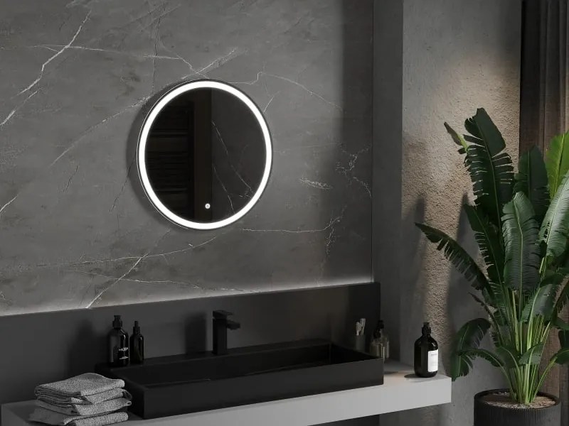 Mexen Gobi specchio da bagno illuminato, rotondo 60 cm, LED 6000K, anti-appannamento - 9801-060-060-611-00