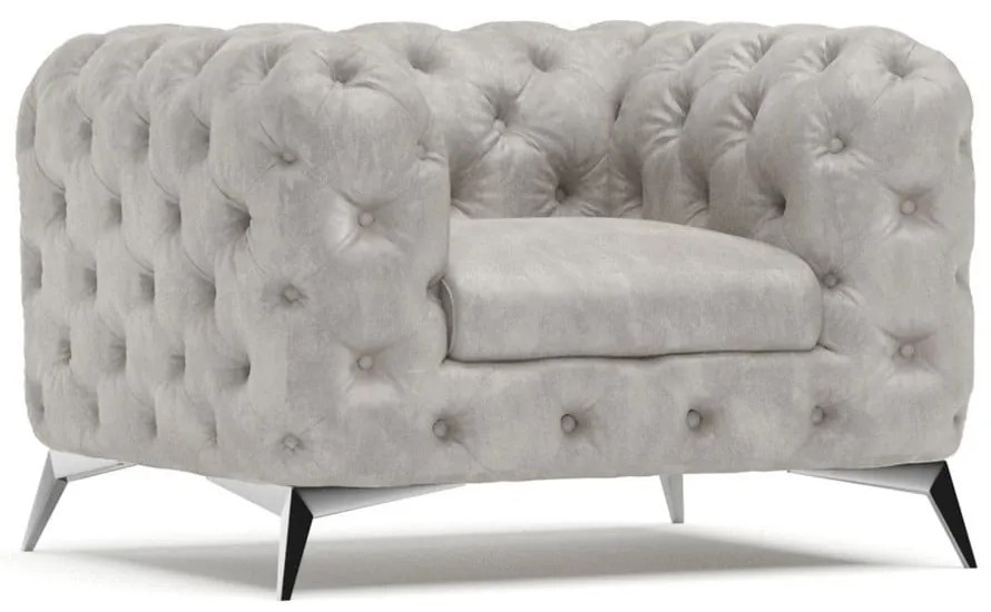 Poltrona grigio chiaro con rivestimento in velluto Chelsea – Ropez