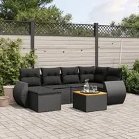 Set Divani da Giardino con Cuscini 7pz Nero Polyrattancod mxl 90375