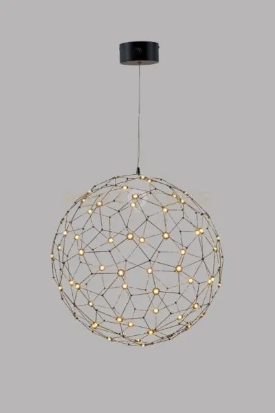 Lampada a sospensione singola lucciola,  cromato nero led 3000k 36w...