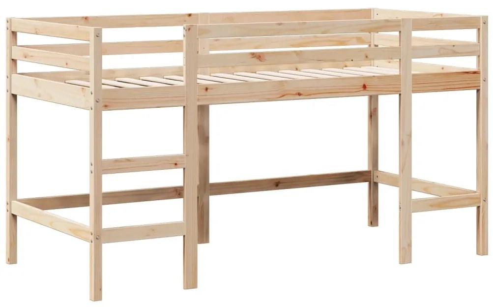 Letto soppalco con scala e tetto 90x200 cm legno massello pino