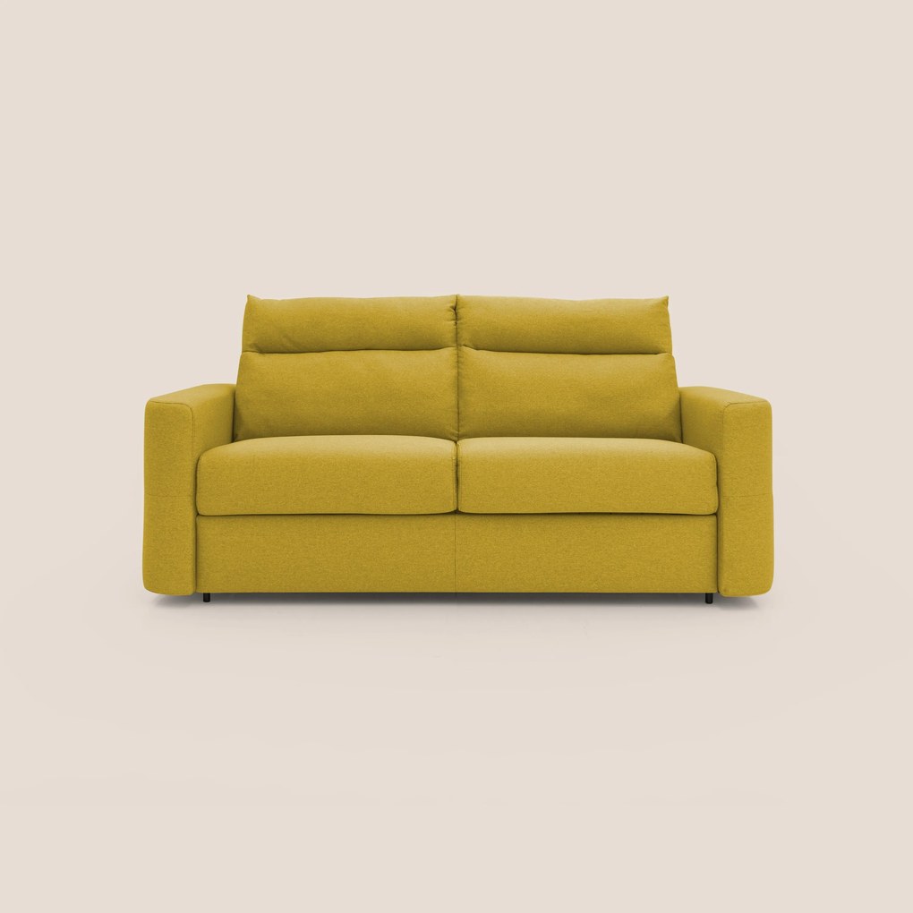 Cupido Divano letto materasso H18 cm e schienale alto in tessuto impermeabile simil cotone T13 giallo
