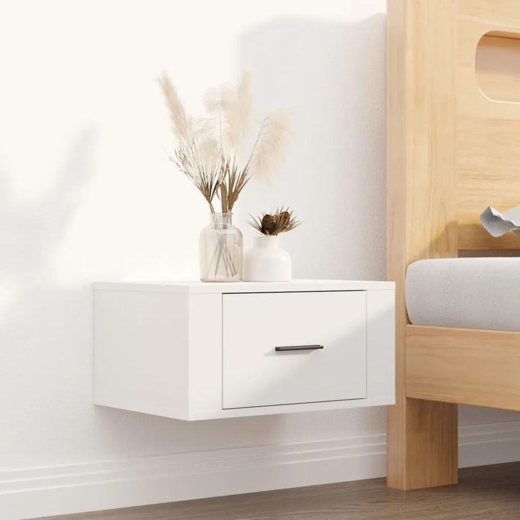 Comodino A Parete Bianco 50x36x25 Cm /