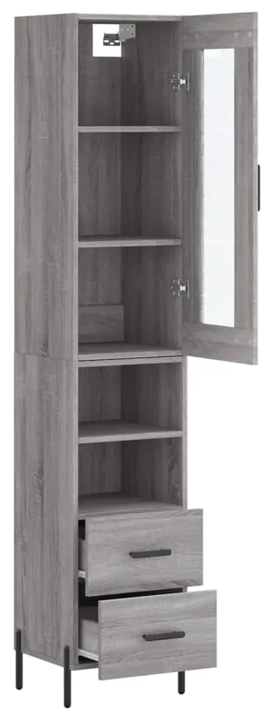 Credenza grigio sonoma 34,5x34x180 cm in legno multistrato
