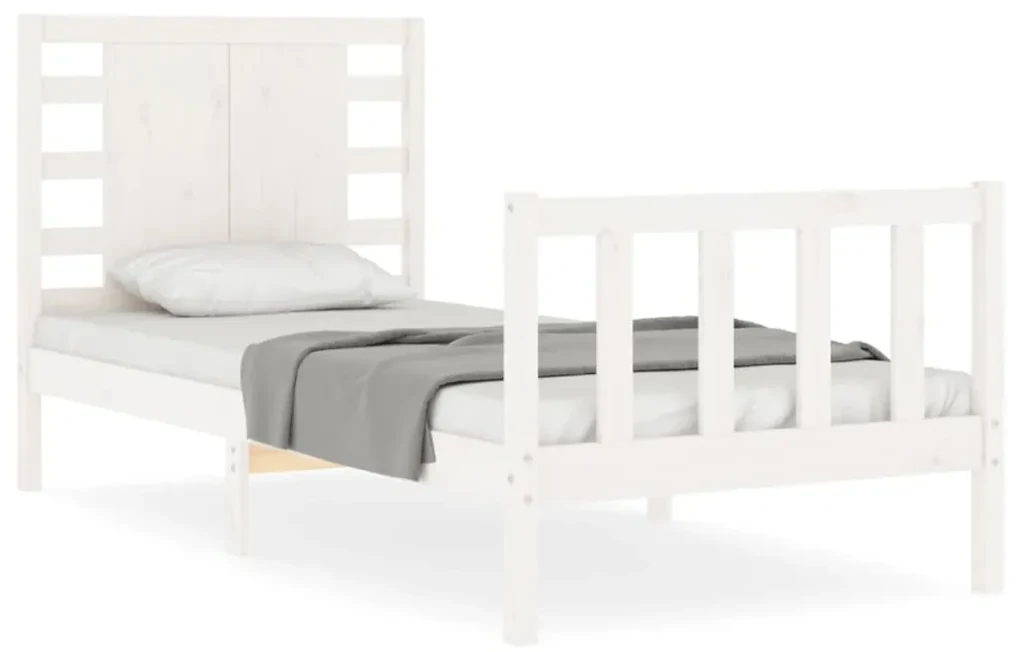 Giroletto con testiera bianco small single legno massello