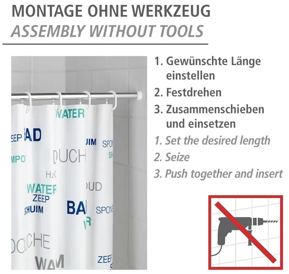 Asta per tenda da doccia color argento lucido 110 - 185 cm – Wenko