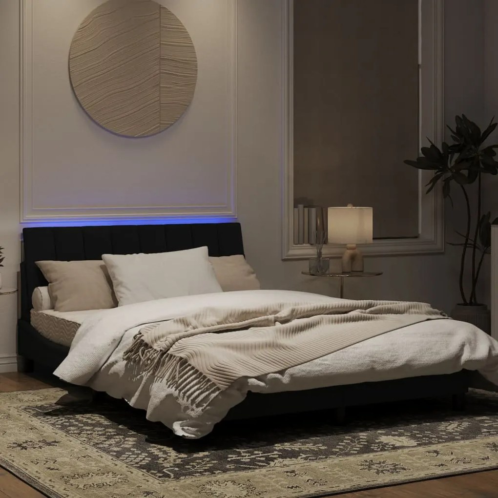 Giroletto con luci led nero 140x200 cm in velluto