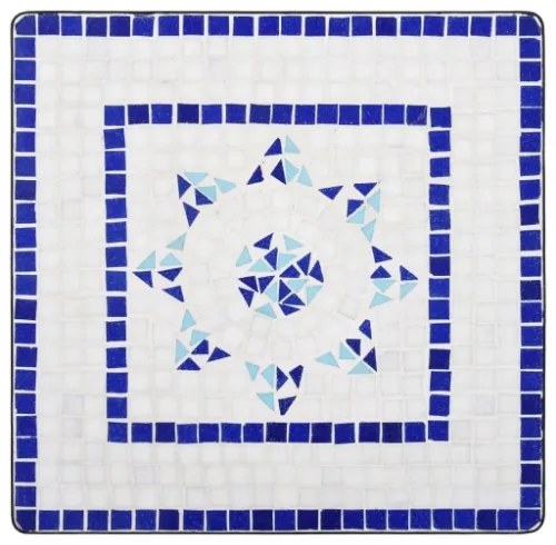 Tavolino da Bistrot con Mosaico Blu e Bianco 60 cm in Ceramica