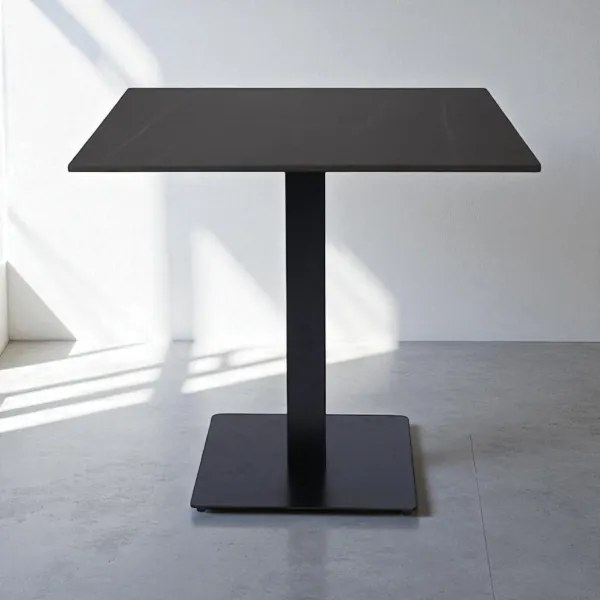 Tavolo bar pub ristorante quadrato 80x80 cm Top per esterno effetto marmo Nero H 75