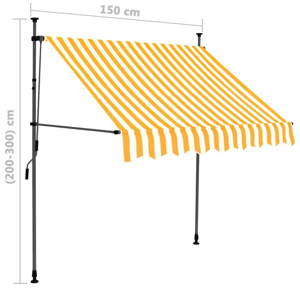 Tenda da Sole Retrattile Manuale LED 150 cm Bianca e Arancione