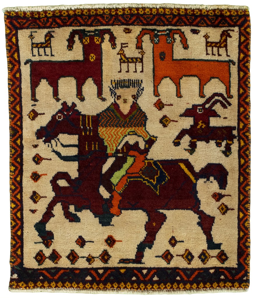 Shiraz Tappeto 70x60 Rosso (Iran) Annodato A Mano