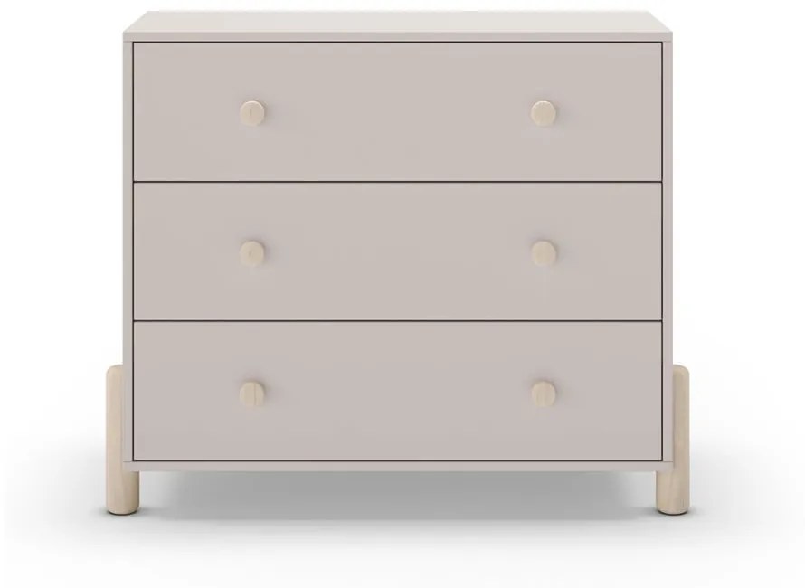 Cassettiera bassa per bambini in legno di pino color crema 90x80 cm Enola - Marckeric