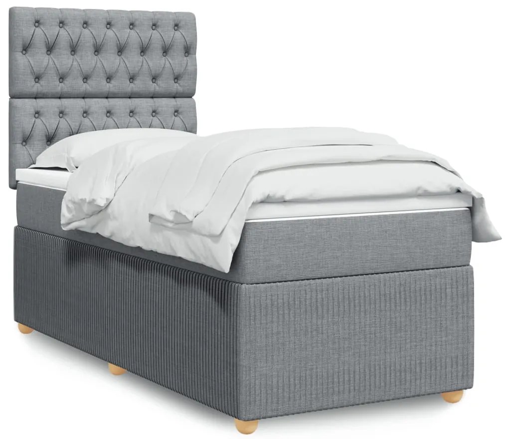 Giroletto A Molle Con Materasso Grigio Chiaro 90x200 Cm Tessuto /
