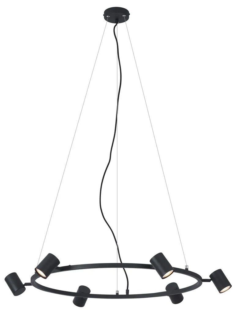 Lampada a sospensione moderna nera a 6 luci - Jeana Circle
