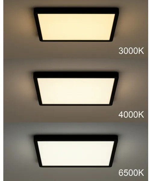 Plafoniera LED/32W/230V 3000/4000/6500K 40x40 cm nero