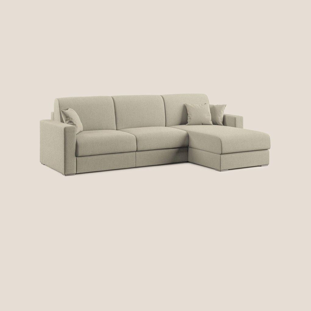 Best Divano letto angolare con penisola in tessuto smacchiabile QuickClean T08 panna