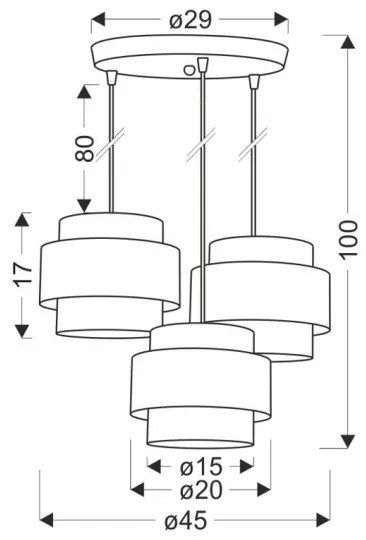 Lampadario a sospensione con filo TWIN 3xE27/40W/230V marrone/nero