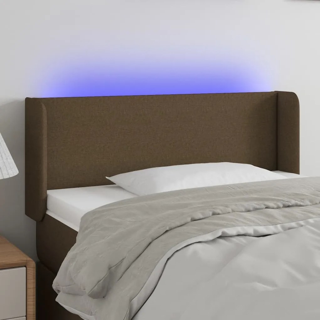 Testiera A Led Marrone Scuro 93x16x78/88 Cm İn Tessuto /