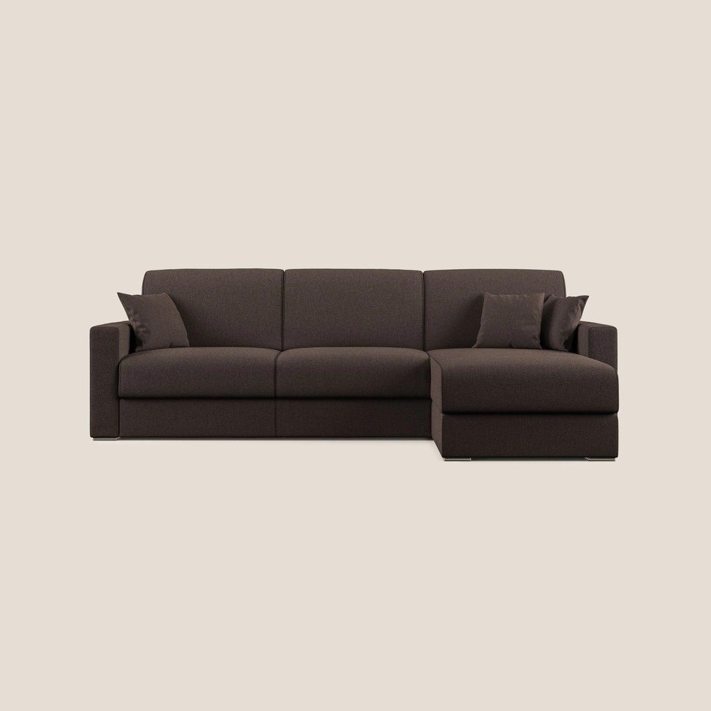 Best Divano letto angolare con penisola in tessuto smacchiabile QuickClean T08 marrone