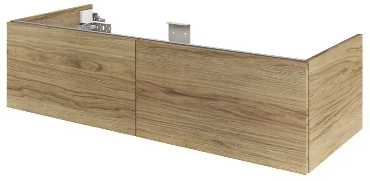 Mobile da bagno sospeso sotto lavabo L 120 x H 32 x P 48 cm noce lucido, 2 cassetti SENSEA Neo