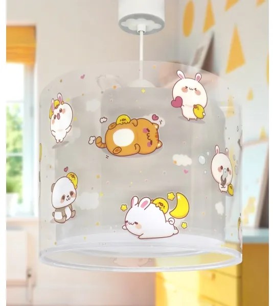 Dalber 41762E - Lampadario per cameretta KAWAII FRIENDS 1xE27/15W/230V grigio