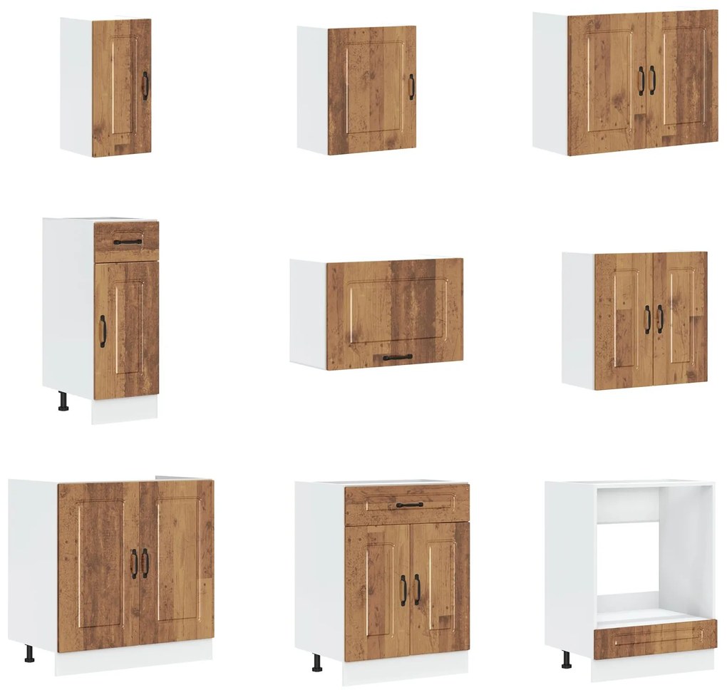 Armadio da cucina ""kalmar"" con doppi lavelli in legno vecchio