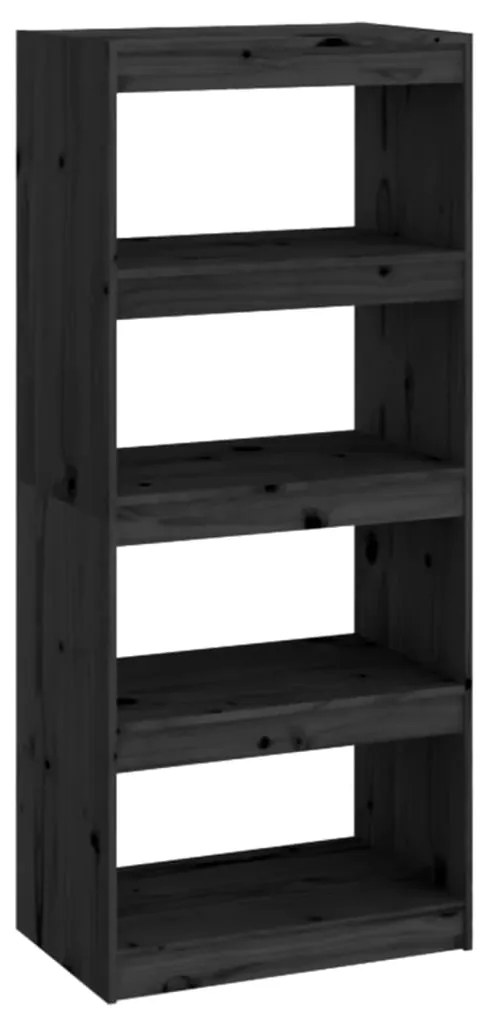 Libreria/Divisorio Nero 60x30x135,5 cm Legno Massello di Pino