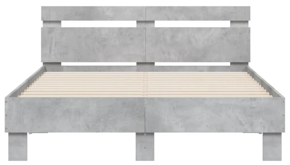 Giroletto con Testiera e LED Grigio Cemento 135x190 cm