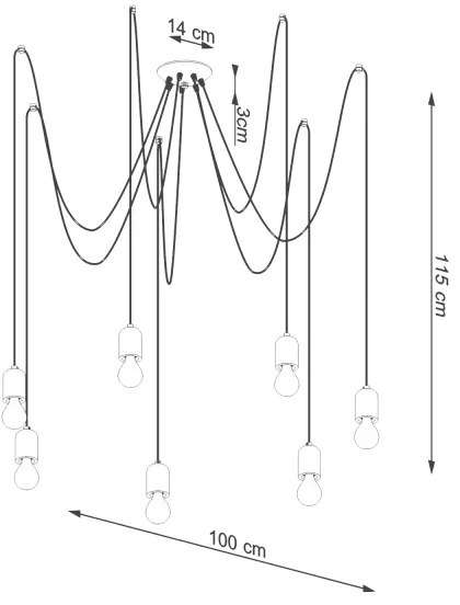 Sollux SL.1162 - Lampadario a sospensione con filo NESO 7xE27/15W/230V ragno calcestruzzo