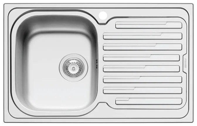 Lavello integrato 1 vasca in inox argento DELINIA Amaltia L 50 x L 79 cm