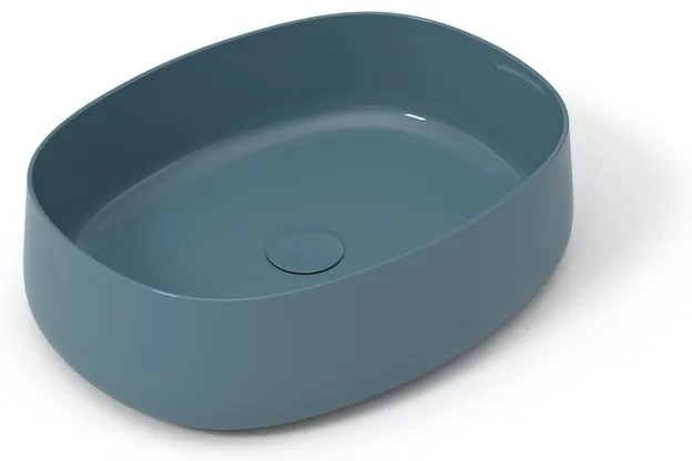 Lavabo da appoggio Wave OLYMPIA CERAMICA ovale in ceramica L 50 x H 14 x P 40 cm petrolio piletta non inclusa
