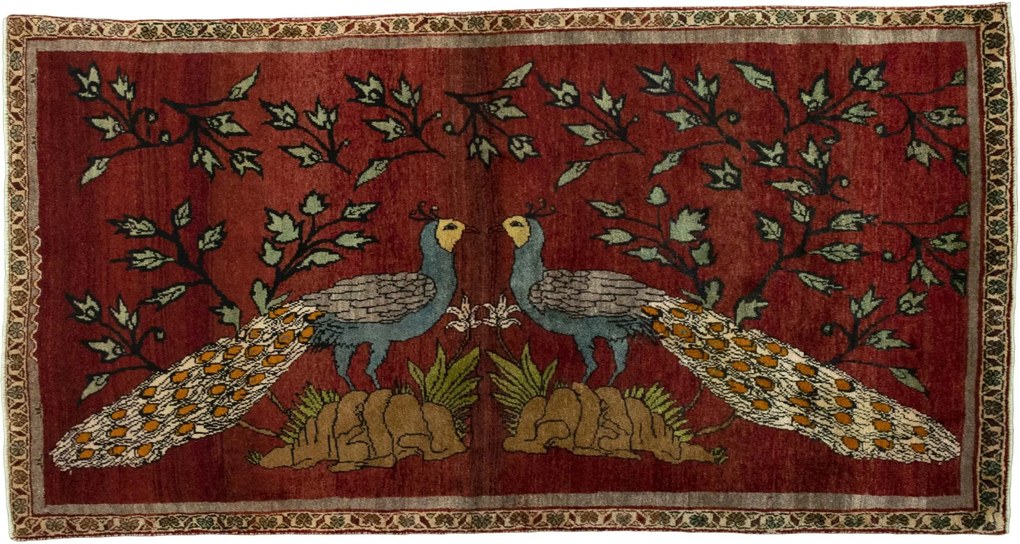 Gabbeh Tappeto 220x120 Rosso (Iran) Annodato A Mano