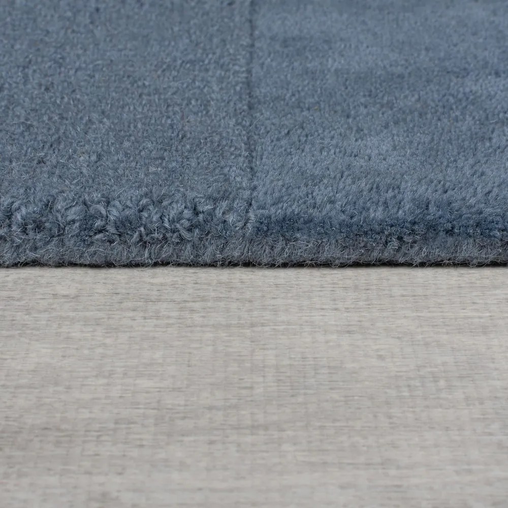 Passatoia in lana blu scuro tessuta a mano 60x230 cm Checkerboard - Flair Rugs