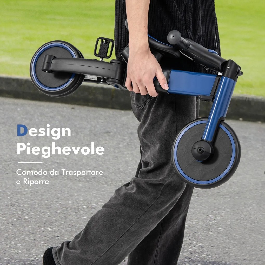 Costway Triciclo 3-in-1 con maniglia di spinta regolabile, Trike con pedali staccabili per bambini 18-72 mesi Rosa/Blu