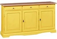 Madia credenza in legno laccato pennellato gialla l.156 p.42 h.85