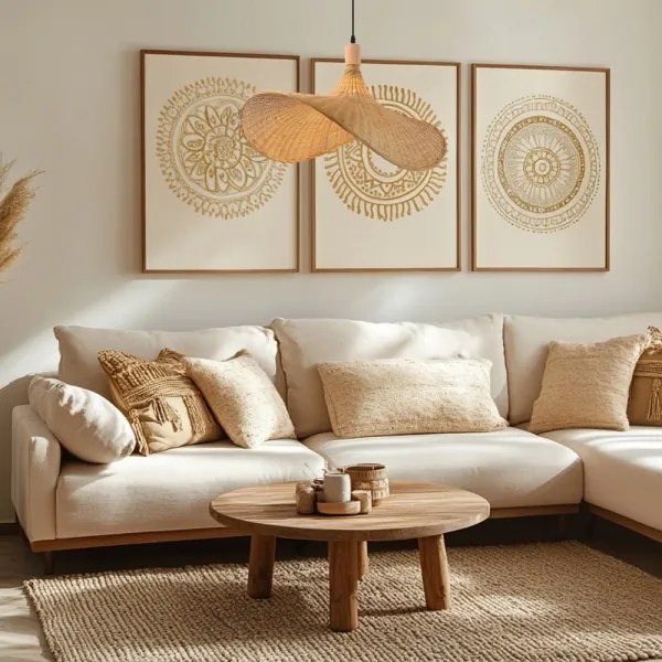 Immax 08289L - Lampadario a sospensione con filo SOMBRERO 1xE27/40W/230V diametro 70 cm rattan