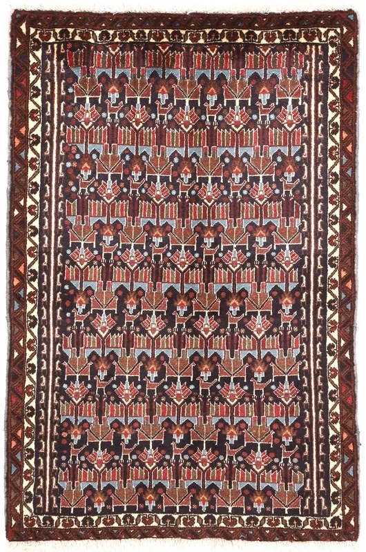 Afshar Tappeto 120x90 Blu (Iran) Annodato A Mano